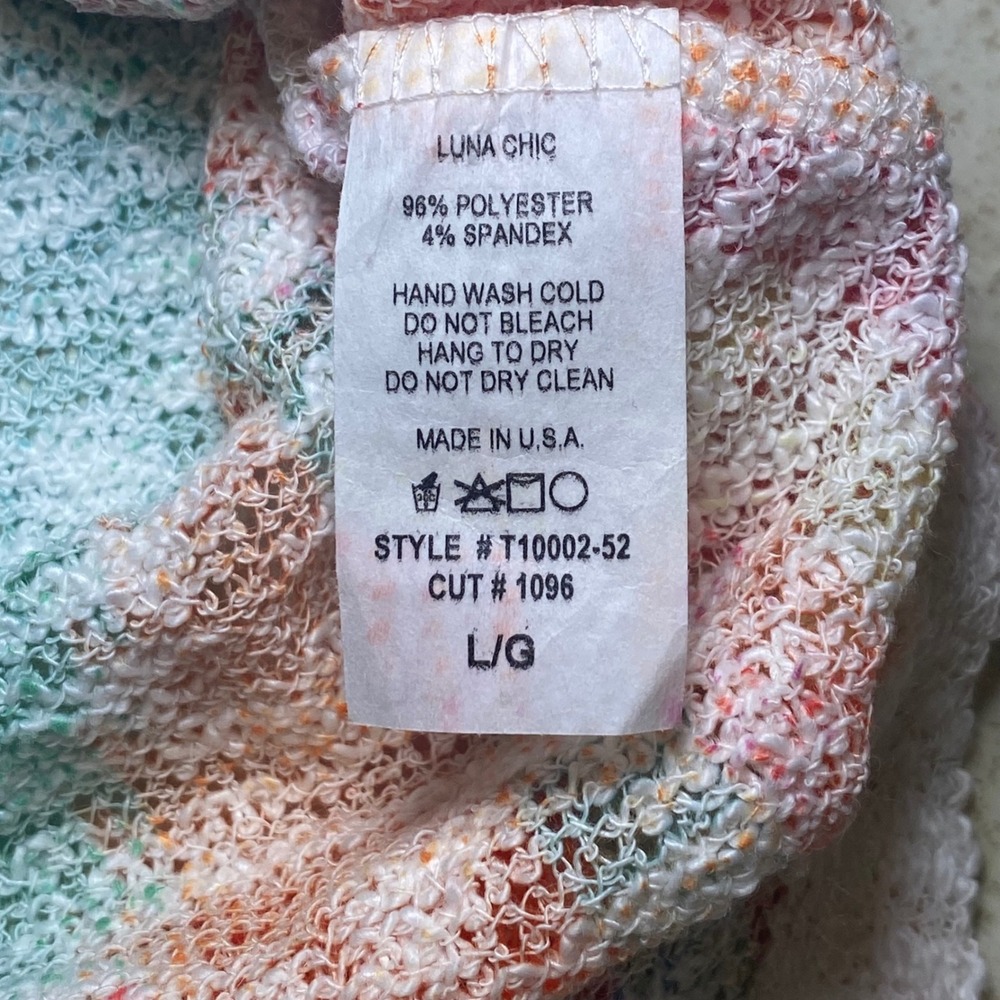 Luna Chic USA Womens Southwestern Geometric Knit Top Orange Multi Size L - Picture 6 of 7